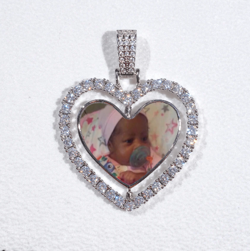 3D Spinning 2-Faced Heart Custom Picture Pendant