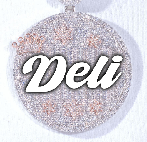 CUSTOM LETTER NECKLACE 3D BIG CROWN DISC