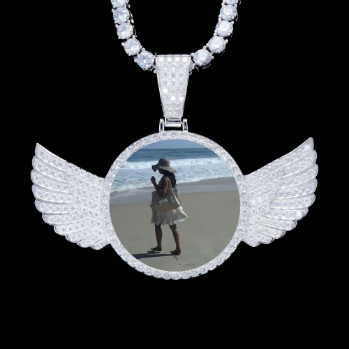 925S & VVS Moissanite 3D Wing Custom Picture Pendant