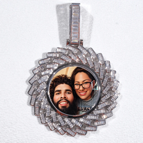 Large 3D Baguette Custom Picture Pendant