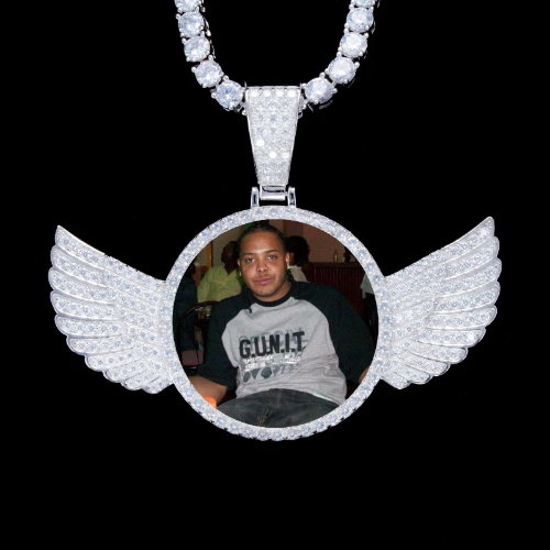 925S & VVS Moissanite 3D Wing Custom Picture Pendant