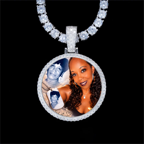 925S & VVS Moissanite 3D Circle Custom Picture Pendant