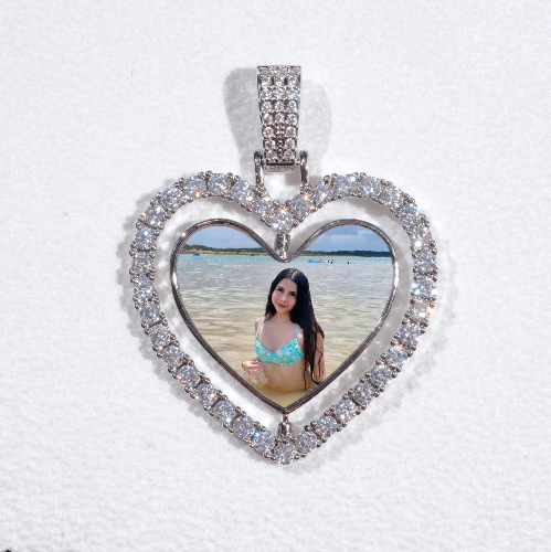3D Spinning 2-Faced Heart Custom Picture Pendant
