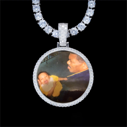 925S & VVS Moissanite 3D Circle Custom Picture Pendant