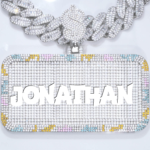 CUSTOM LETTER NECKLACE 3D COLORFUL SQUARE