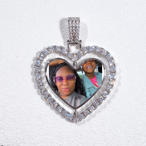 3D Spinning 2-Faced Heart Custom Picture Pendant