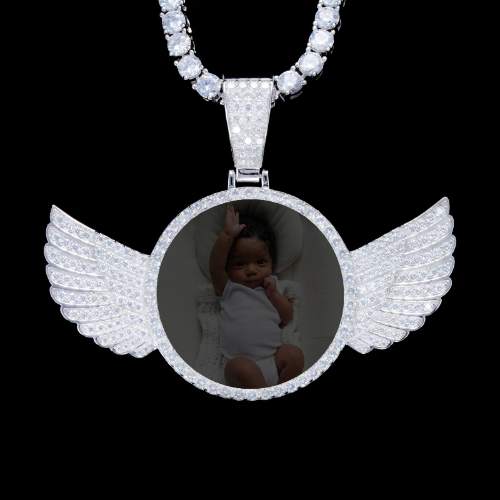 925S & VVS Moissanite 3D Wing Custom Picture Pendant
