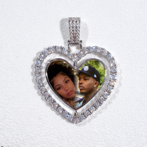 3D Spinning 2-Faced Heart Custom Picture Pendant