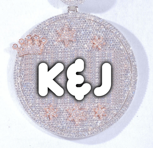 CUSTOM LETTER NECKLACE 3D BIG CROWN DISC
