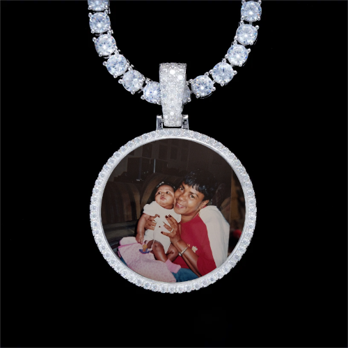 925S & VVS Moissanite 3D Circle Custom Picture Pendant