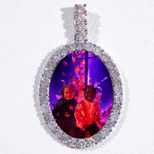 Large 3D Oval Custom Picture Pendant