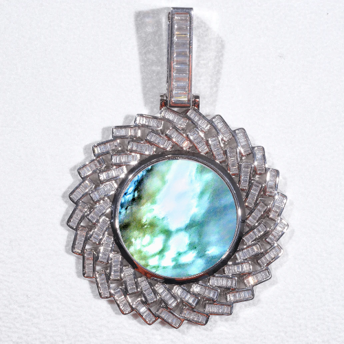 Large 3D Baguette Custom Picture Pendant