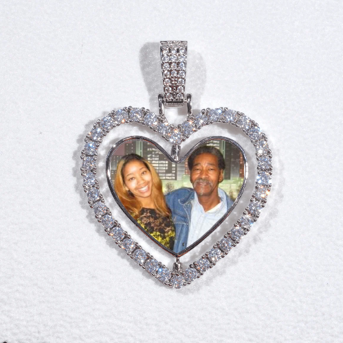 3D Spinning 2-Faced Heart Custom Picture Pendant
