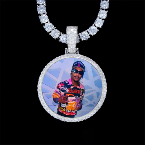 925S & VVS Moissanite 3D Circle Custom Picture Pendant