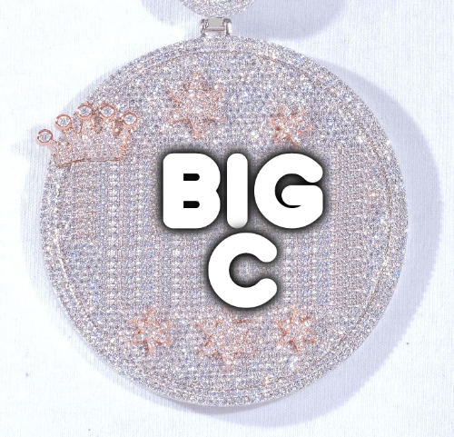 CUSTOM LETTER NECKLACE 3D BIG CROWN DISC