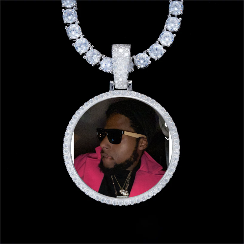925S & VVS Moissanite 3D Circle Custom Picture Pendant