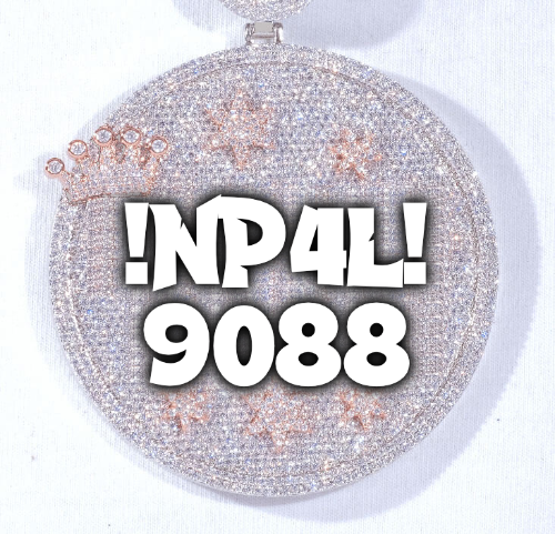 CUSTOM LETTER NECKLACE 3D BIG CROWN DISC