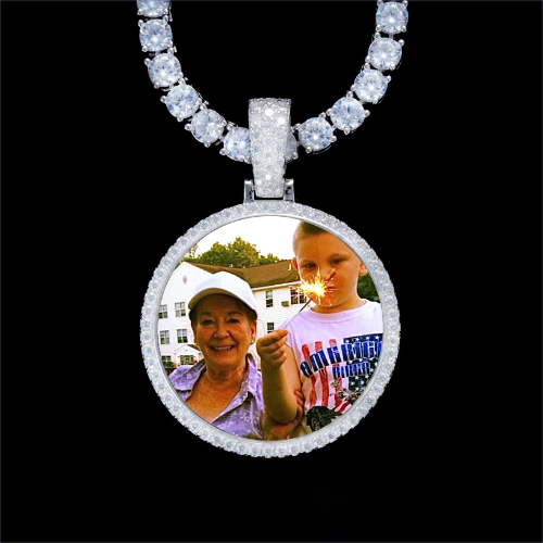 925S & VVS Moissanite 3D Circle Custom Picture Pendant