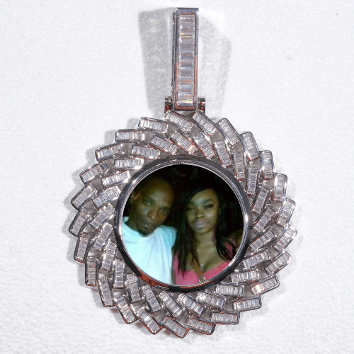 Large 3D Baguette Custom Picture Pendant