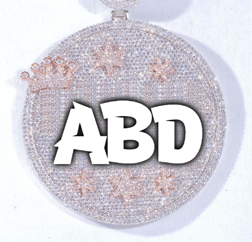 CUSTOM LETTER NECKLACE 3D BIG CROWN DISC