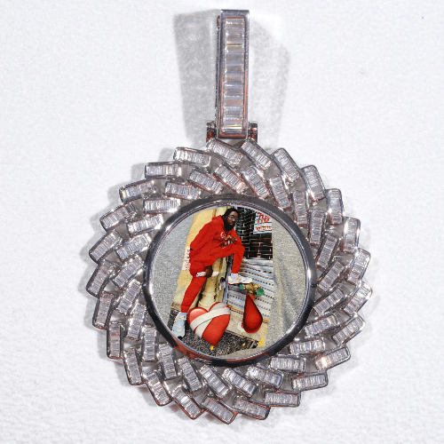 Large 3D Baguette Custom Picture Pendant