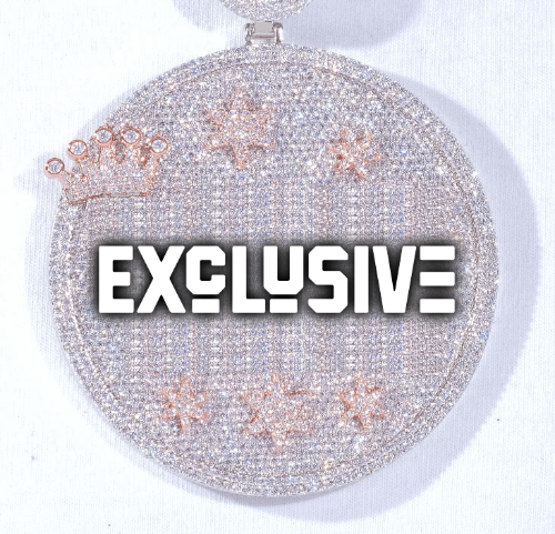 CUSTOM LETTER NECKLACE 3D BIG CROWN DISC