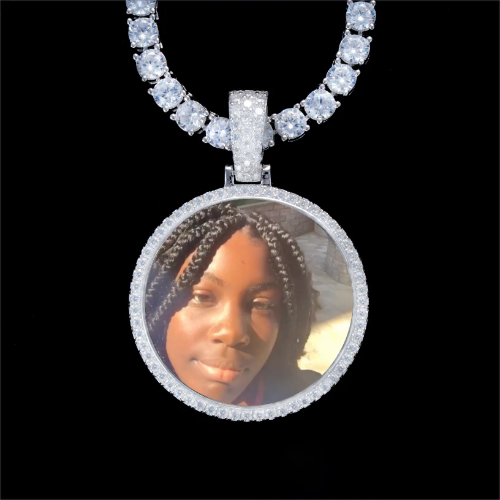 925S & VVS Moissanite 3D Circle Custom Picture Pendant