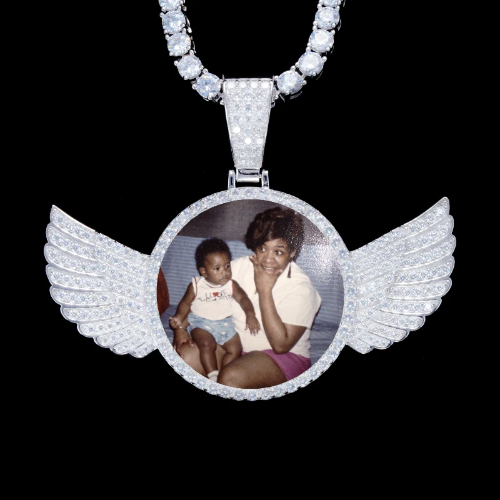 925S & VVS Moissanite 3D Wing Custom Picture Pendant