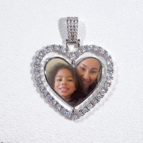 3D Spinning 2-Faced Heart Custom Picture Pendant