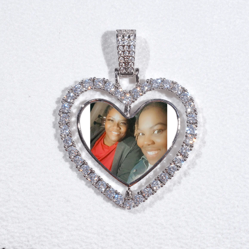 3D Spinning 2-Faced Heart Custom Picture Pendant