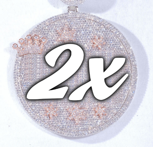 CUSTOM LETTER NECKLACE 3D BIG CROWN DISC