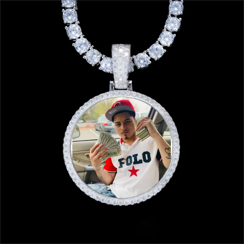 925S & VVS Moissanite 3D Circle Custom Picture Pendant