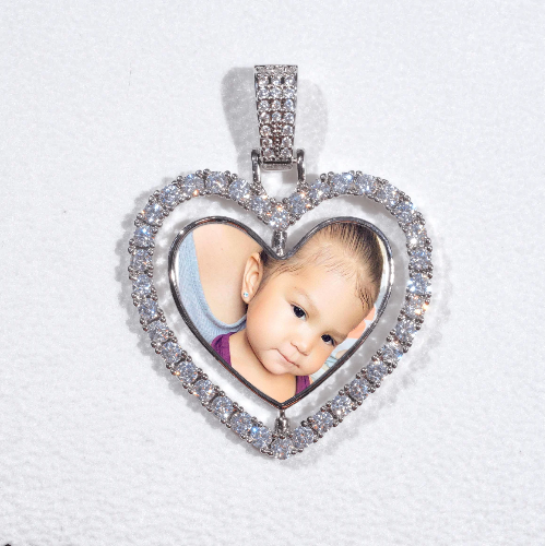 3D Spinning 2-Faced Heart Custom Picture Pendant