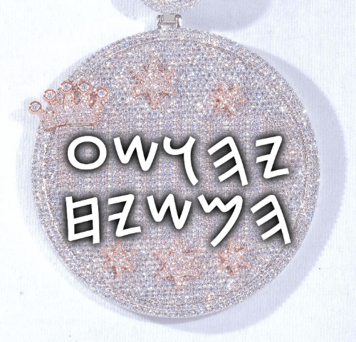CUSTOM LETTER NECKLACE 3D BIG CROWN DISC