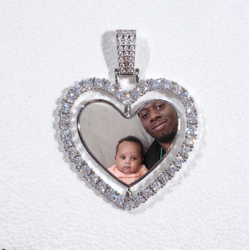 3D Spinning 2-Faced Heart Custom Picture Pendant