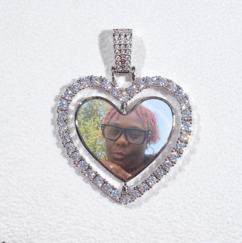 3D Spinning 2-Faced Heart Custom Picture Pendant