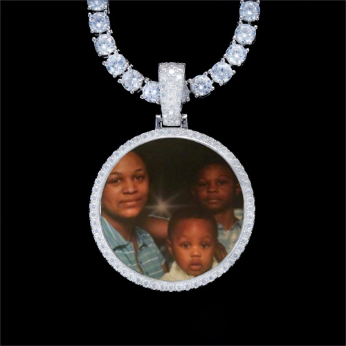 925S & VVS Moissanite 3D Circle Custom Picture Pendant