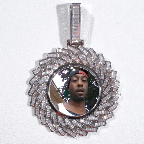 Large 3D Baguette Custom Picture Pendant