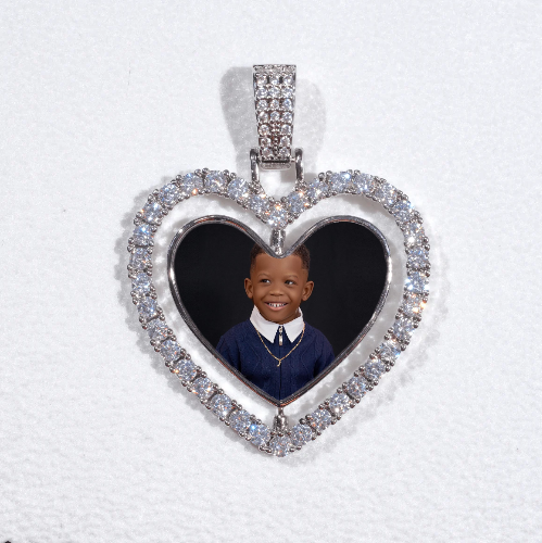 3D Spinning 2-Faced Heart Custom Picture Pendant