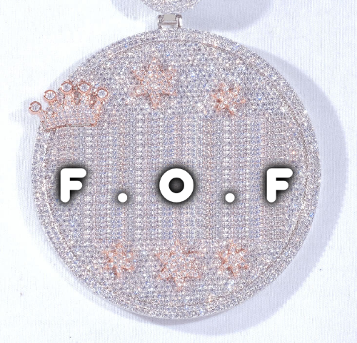 CUSTOM LETTER NECKLACE 3D BIG CROWN DISC