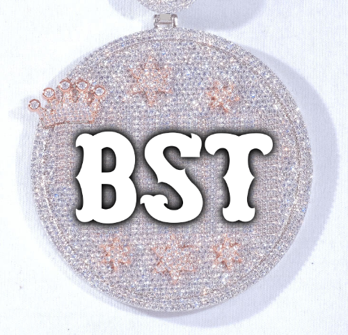 CUSTOM LETTER NECKLACE 3D BIG CROWN DISC