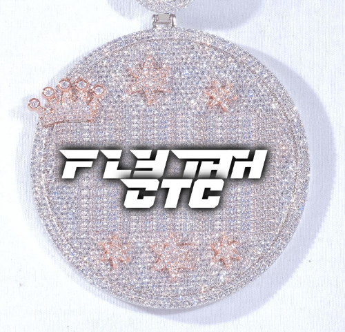 CUSTOM LETTER NECKLACE 3D BIG CROWN DISC