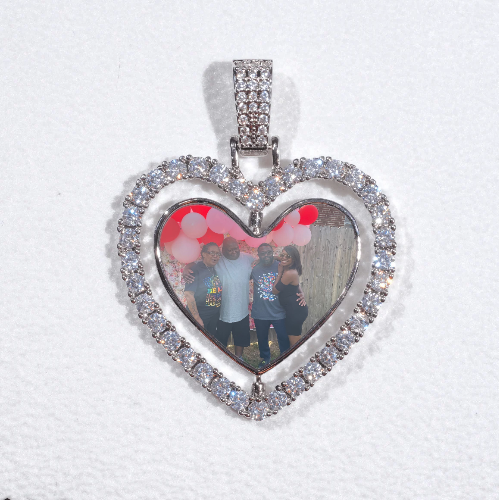 3D Spinning 2-Faced Heart Custom Picture Pendant