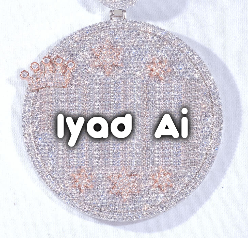CUSTOM LETTER NECKLACE 3D BIG CROWN DISC
