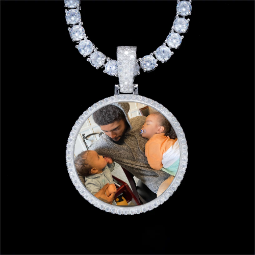 925S & VVS Moissanite 3D Circle Custom Picture Pendant