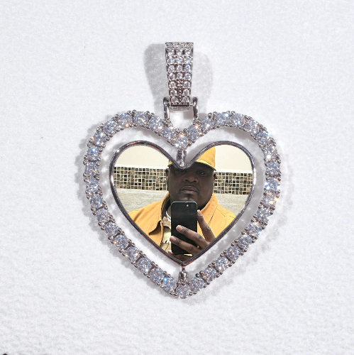 3D Spinning 2-Faced Heart Custom Picture Pendant