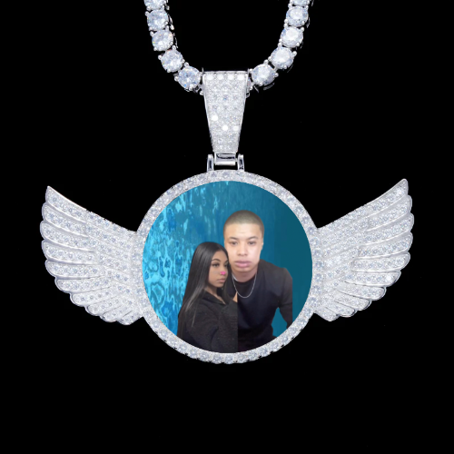 925S & VVS Moissanite 3D Wing Custom Picture Pendant