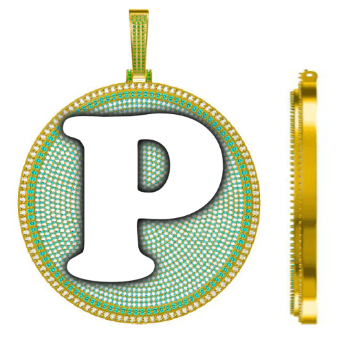 CUSTOM LETTER NECKLACE 3D BIG DISC
