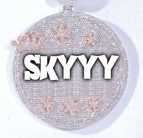 CUSTOM LETTER NECKLACE 3D BIG CROWN DISC