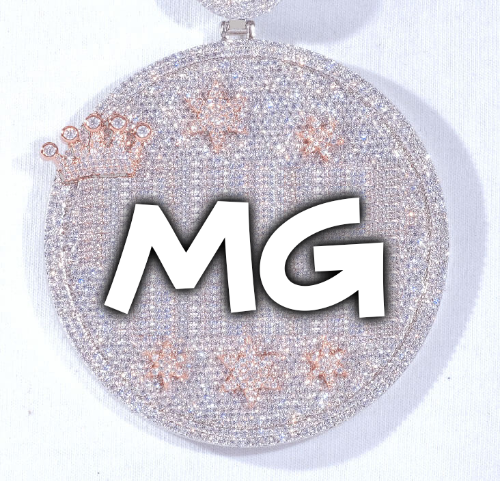 CUSTOM LETTER NECKLACE 3D BIG CROWN DISC